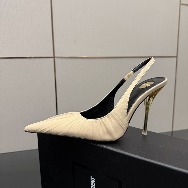 YSL Saint Laurent Designer Women Sandals Pointy 10.5cm High Heels Shoes Ladies Fashion Brand Luxury Dress Shoes Size 35 to 39