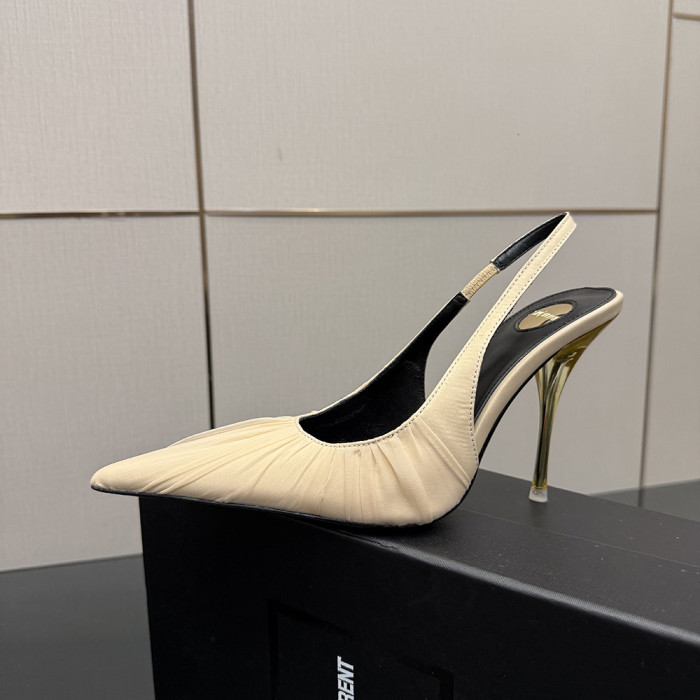 YSL Saint Laurent Designer Women Sandals Pointy 10.5cm High Heels Shoes Ladies Fashion Brand Luxury Dress Shoes Size 35 to 39