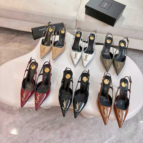 YSL Saint Laurent Designer Women Sandals Pointy 8cm High Heels Shoes Ladies Fashion Brand Luxury Dress Shoes Size 36 to 41
