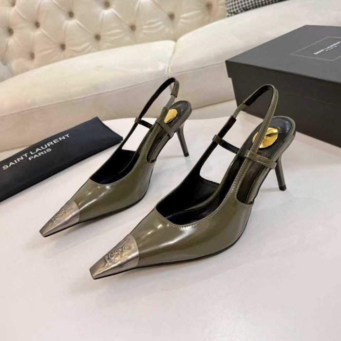 YSL Saint Laurent Designer Women Sandals Pointy 8cm High Heels Shoes Ladies Fashion Brand Luxury Dress Shoes Size 36 to 41