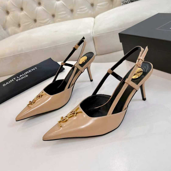 YSL Saint Laurent Designer Women Sandals Pointy 8cm High Heels Shoes Ladies Fashion Brand Luxury Dress Shoes Size 36 to 41