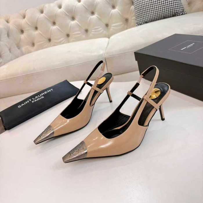 YSL Saint Laurent Designer Women Sandals Pointy 8cm High Heels Shoes Ladies Fashion Brand Luxury Dress Shoes Size 36 to 41