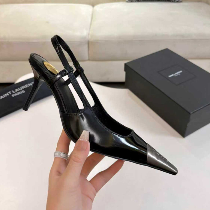 YSL Saint Laurent Designer Women Sandals Pointy 8cm High Heels Shoes Ladies Fashion Brand Luxury Dress Shoes Size 36 to 41