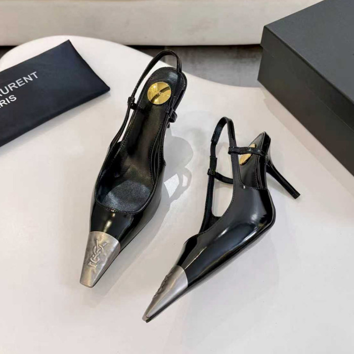 YSL Saint Laurent Designer Women Sandals Pointy 8cm High Heels Shoes Ladies Fashion Brand Luxury Dress Shoes Size 36 to 41