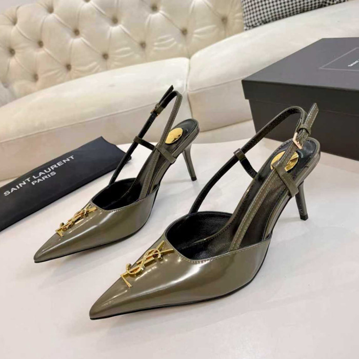 YSL Saint Laurent Designer Women Sandals Pointy 8cm High Heels Shoes Ladies Fashion Brand Luxury Dress Shoes Size 36 to 41