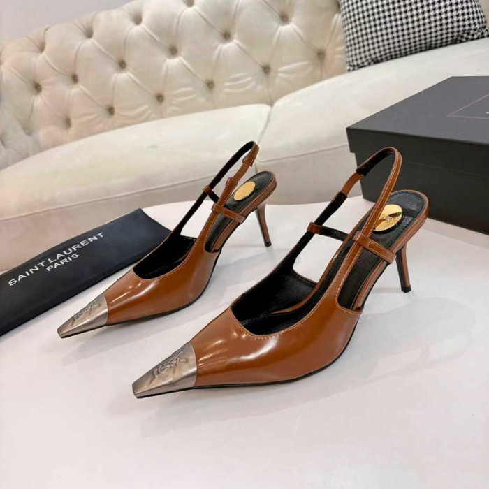 YSL Saint Laurent Designer Women Sandals Pointy 8cm High Heels Shoes Ladies Fashion Brand Luxury Dress Shoes Size 36 to 41