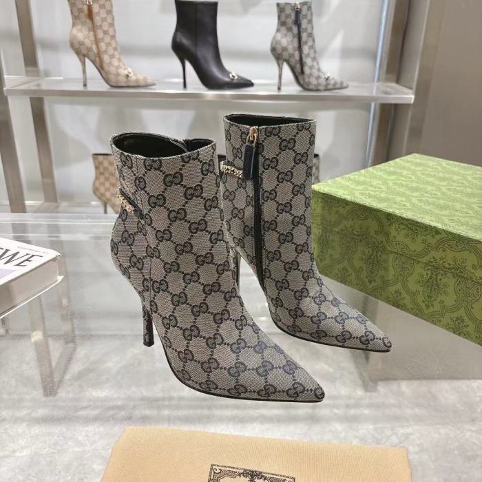 Gucci 10.5cm Thin Heel Designer Shoes Restoring Ancient Ways Round-toed Boots 35 to 39