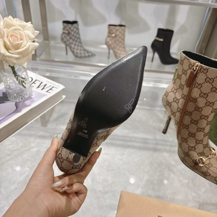 Gucci 10.5cm Thin Heel Designer Shoes Restoring Ancient Ways Round-toed Boots 35 to 39