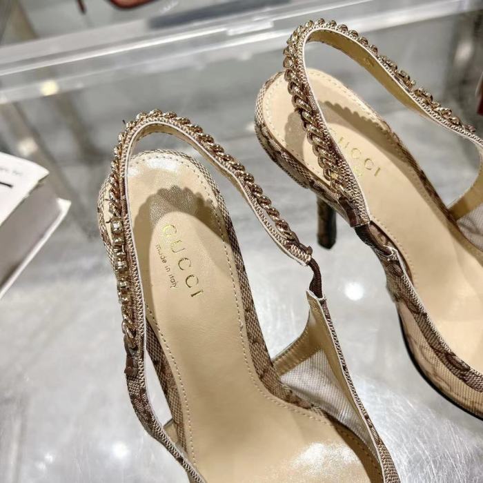 Gucci Designer Women Sandals Pointy 10.5cm High Heels Shoes Ladies Fashion Brand Luxury Dress Shoes Size 35 to 39
