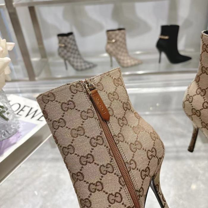 Gucci 10.5cm Thin Heel Designer Shoes Restoring Ancient Ways Round-toed Boots 35 to 39