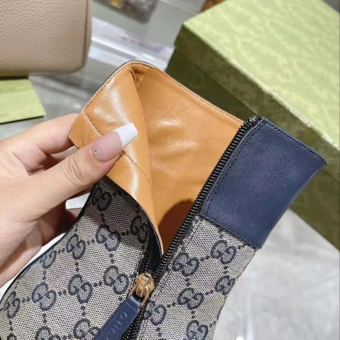 Gucci 5.5cm Block Heel Designer Shoes Restoring Ancient Ways Round-toed Boots 35 to 39