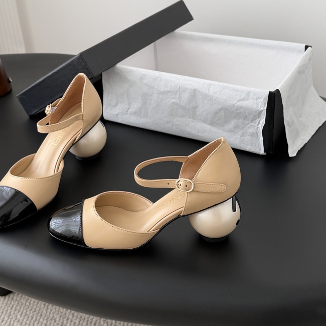 Chanel Pearl Heel Pumps Luxury Designer Shoes Classic Everyday Mary Jean Flat Shoes
