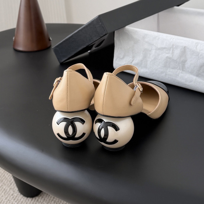 Chanel Pearl Heel Pumps Luxury Designer Shoes Classic Everyday Mary Jean Flat Shoes