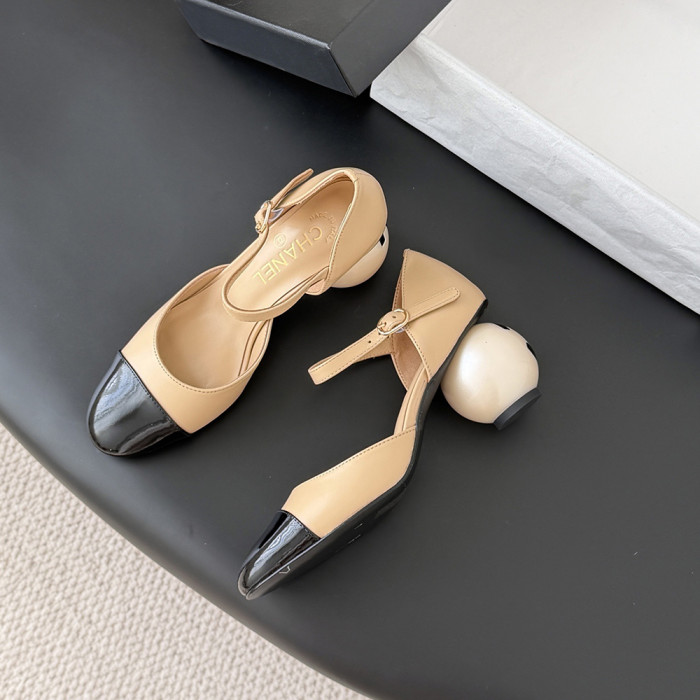 Chanel Pearl Heel Pumps Luxury Designer Shoes Classic Everyday Mary Jean Flat Shoes