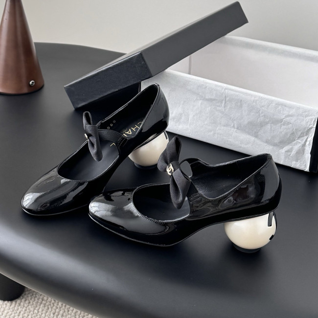 Chanel Pearl Heel Pumps Luxury Designer Shoes Classic Everyday Mary Jean Flat Shoes