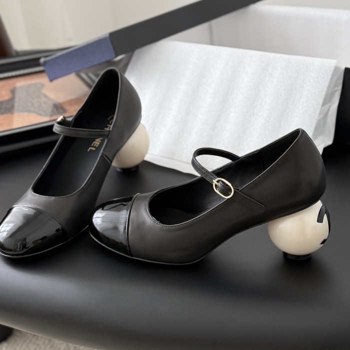 Chanel Pearl Heel Pumps Luxury Designer Shoes Classic Everyday Mary Jean Flat Shoes