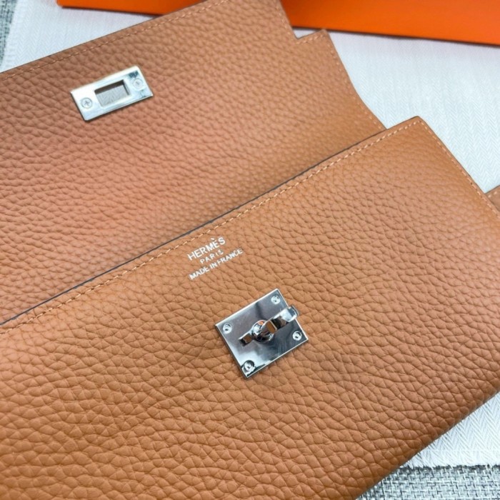 Hermes 20cm Kelly Bag Lychee Patters Wallet Designer Bags ID Card Bag 