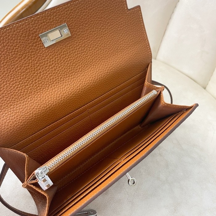 Hermes 20cm Kelly Bag Lychee Patters Wallet Designer Bags ID Card Bag 
