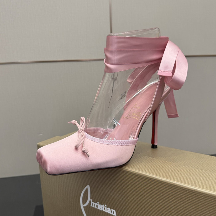 Christian Loubottin CL Designer Women Sandals 10.5cm Strap Square Toe Ballet High Heels Shoes Luxury Red Bottom Shoes Size 35 to 39