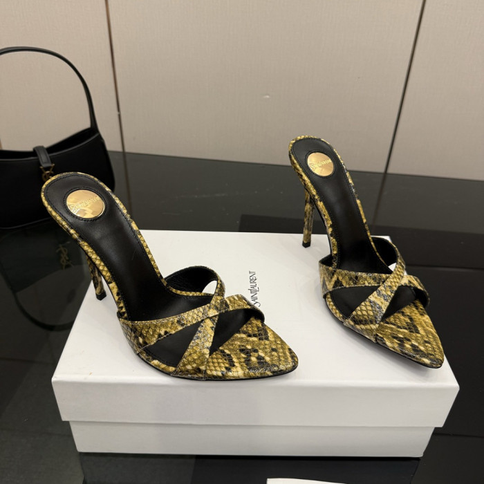 YSL Saint Laurent Designer Women Slippers 10.5cm Pointed High Heels Shoes Ladies Fashion Brand Luxury Dress Shoes Size 35 to 40