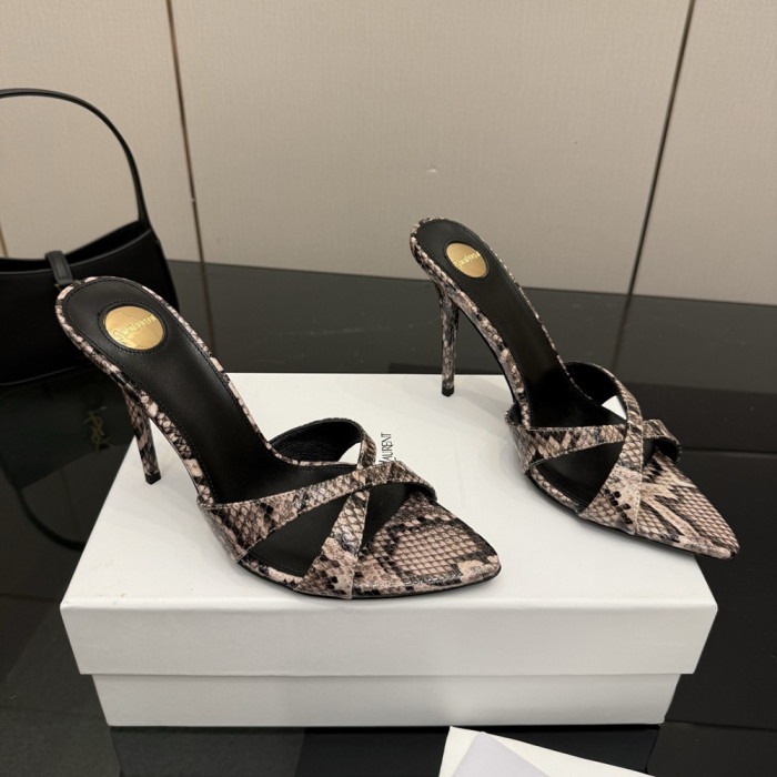 YSL Saint Laurent Designer Women Slippers 10.5cm Pointed High Heels Shoes Ladies Fashion Brand Luxury Dress Shoes Size 35 to 40