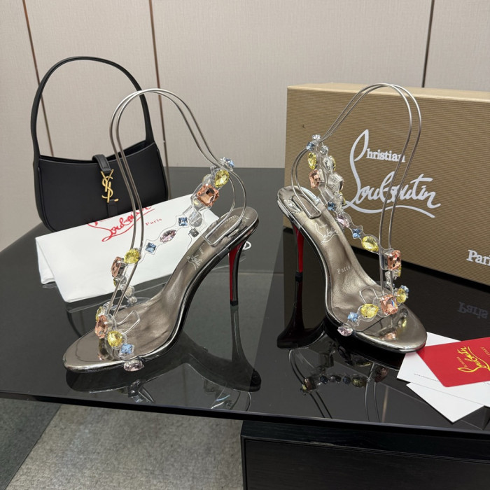 Christian Loubottin CL Designer Women Sandals Patent Leather 10.5cm High Heels Shoes Luxury Red Bottom Shoes Size 35 to 39