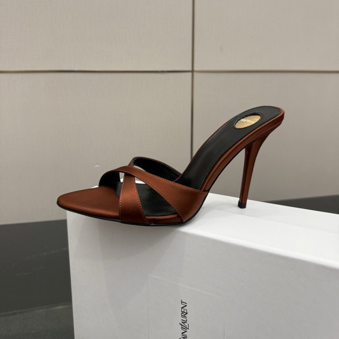 YSL Saint Laurent Designer Women Slippers 10.5cm Pointed High Heels Shoes Ladies Fashion Brand Luxury Dress Shoes Size 35 to 40