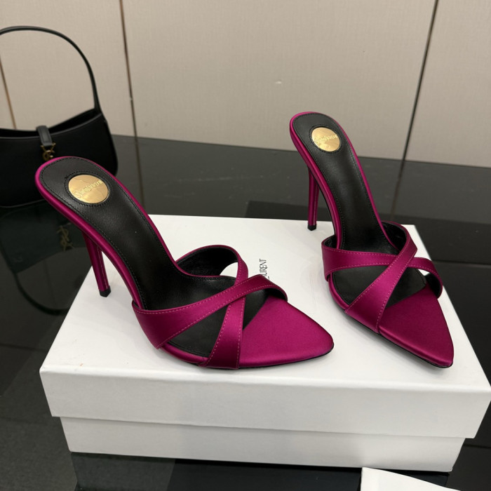 YSL Saint Laurent Designer Women Slippers 10.5cm Pointed High Heels Shoes Ladies Fashion Brand Luxury Dress Shoes Size 35 to 40