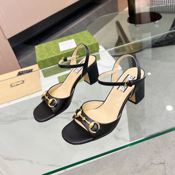 Gucci Designer Women Sandals 6cm Block-Heel High Heels Shoes Luxury Shoes Size 35 to 40