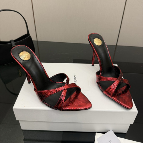 YSL Saint Laurent Designer Women Slippers 10.5cm Pointed High Heels Shoes Ladies Fashion Brand Luxury Dress Shoes Size 35 to 40