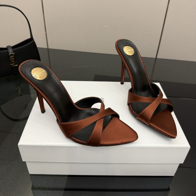 YSL Saint Laurent Designer Women Slippers 10.5cm Pointed High Heels Shoes Ladies Fashion Brand Luxury Dress Shoes Size 35 to 40