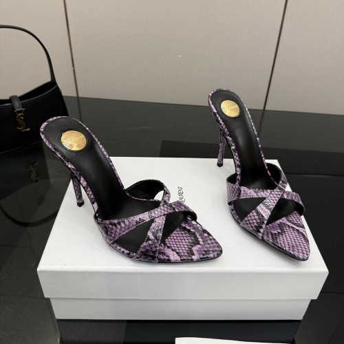 YSL Saint Laurent Designer Women Slippers 10.5cm Pointed High Heels Shoes Ladies Fashion Brand Luxury Dress Shoes Size 35 to 40