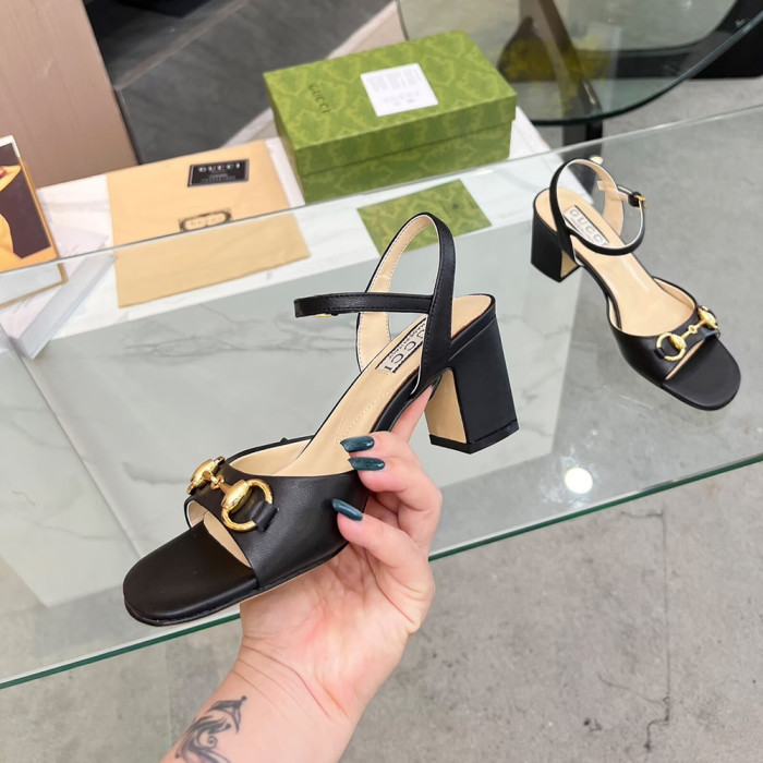 Gucci Designer Women Sandals 6cm Block-Heel High Heels Shoes Luxury Shoes Size 35 to 40