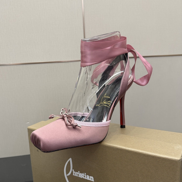 Christian Loubottin CL Designer Women Sandals 10.5cm Strap Square Toe Ballet High Heels Shoes Luxury Red Bottom Shoes Size 35 to 39