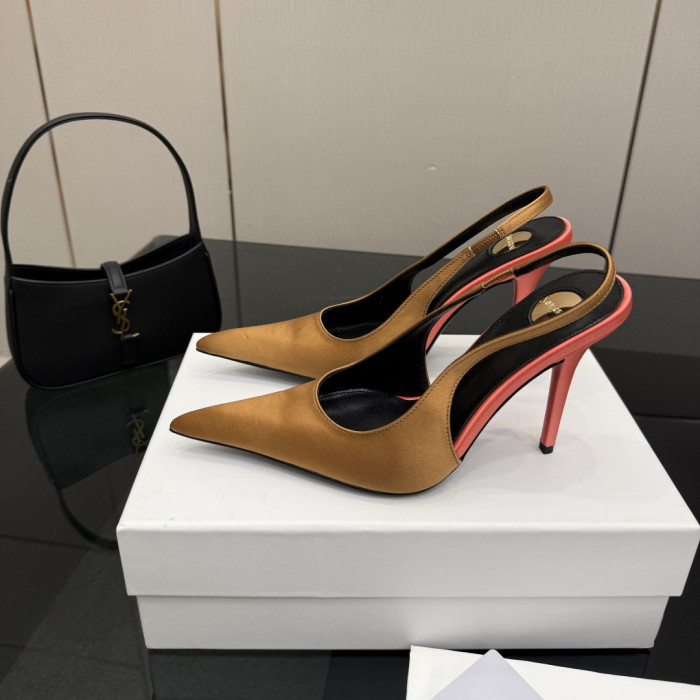 YSL Saint Laurent Designer Women Sandals 10.5cm Pointed High Heels Shoes Ladies Fashion Brand Luxury Dress Shoes Size 35 to 39