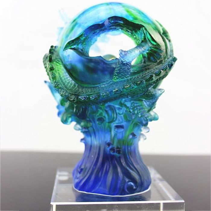 Colorful Personalized Handblown Dragon Art Glass Craft Gift