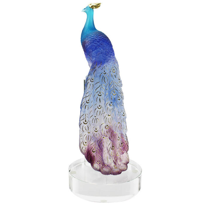 Luxury Liuli Crystal Crafts Animal Carving Crystal Peacocks Wedding decorations crystal gifts