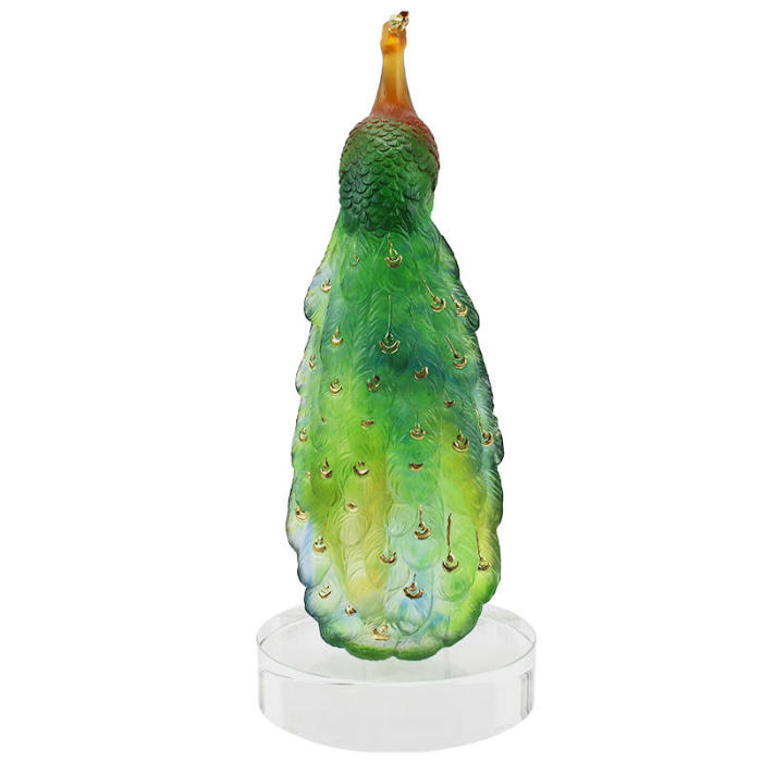 Luxury Liuli Crystal Crafts Animal Carving Crystal Peacocks Wedding decorations crystal gifts