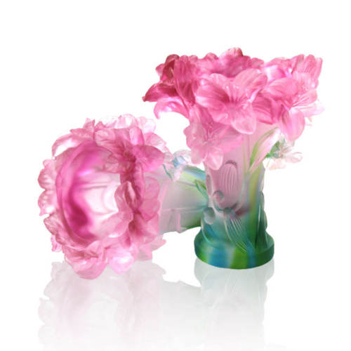 New Liuli lily vase Bakhoor burner colorful Liuli crystal Vase Handicraft gift