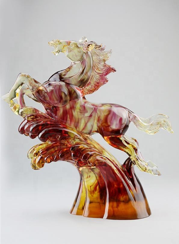 Glass Manufacturer Customizable Crystal Horse Figurine Modern Glass Decoration Glass Statue