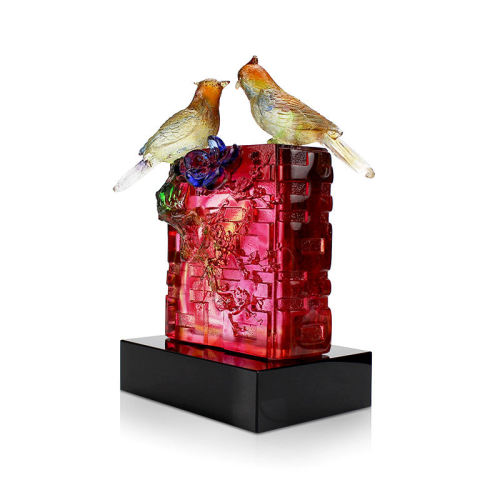 Crystal Liuli Art Crafts magpie bird decoration Ornament with Crystal Base
