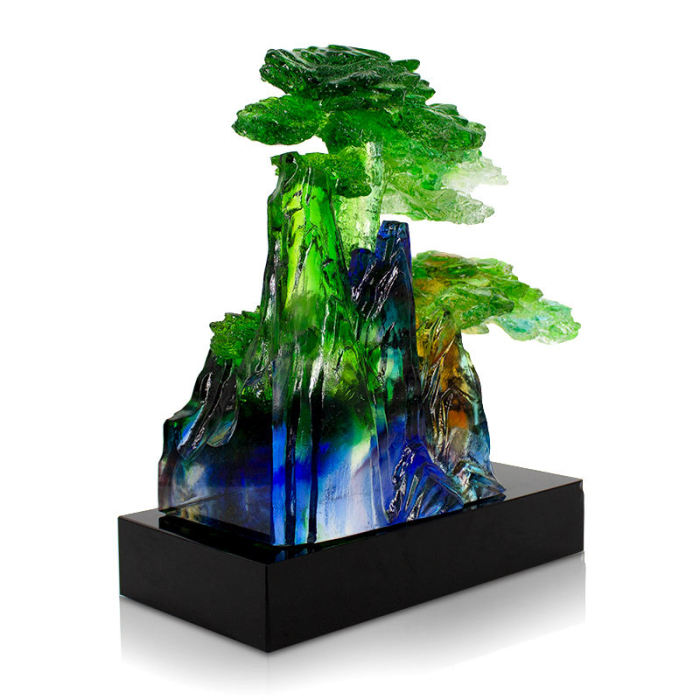 Glass Liuli Guest Greeting Pine Sculpture Crystal Pine Home Decor Decoration Luxury Art Statue