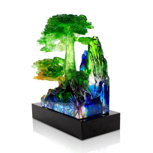 Glass Liuli Guest Greeting Pine Sculpture Crystal Pine Home Decor Decoration Luxury Art Statue