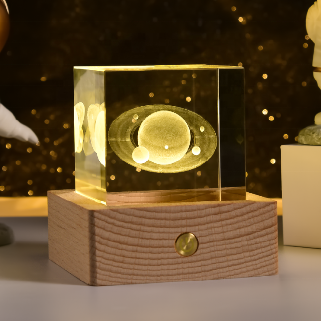 Sublimation home decoration 3D laser engraving crystal cube with light up(10pcs)