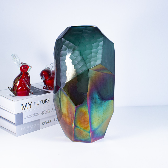 Wholesale hand blown home decor heavy tall unique glass vases(10 pcs)