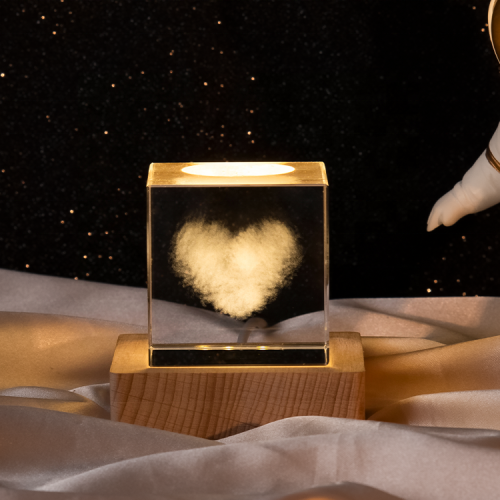 Custom lighting base K9 grade crystal cube paperweight with 3D laser engraving(10pcs)
