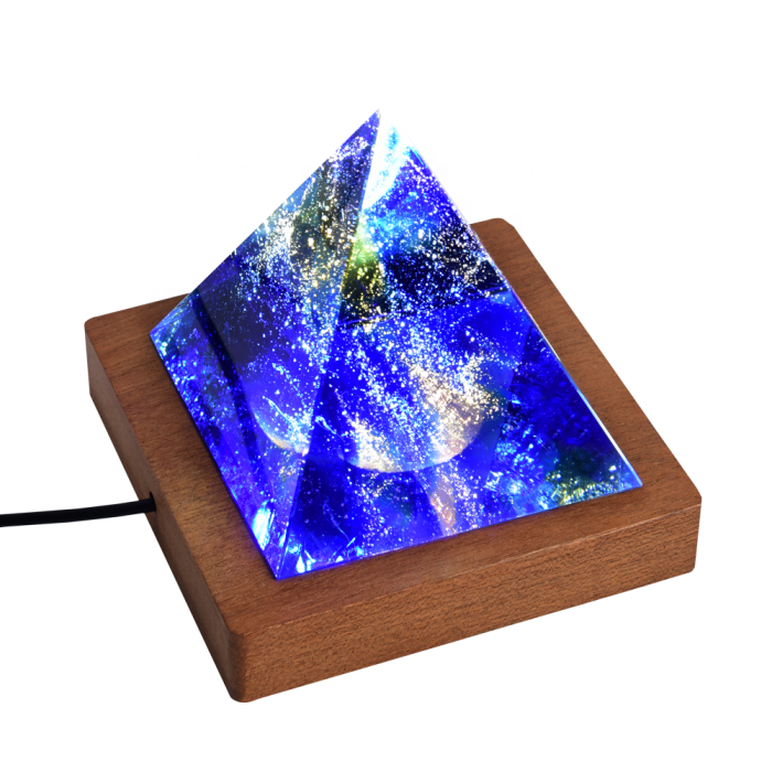 New design colorful LED lighting base crystal glass pyramid craft for home decoration(10pcs)