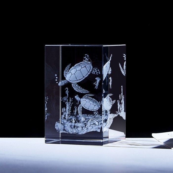 Customized wholesale 3D laser engraved etched K9 crystal animal cube paperweights(10pcs)