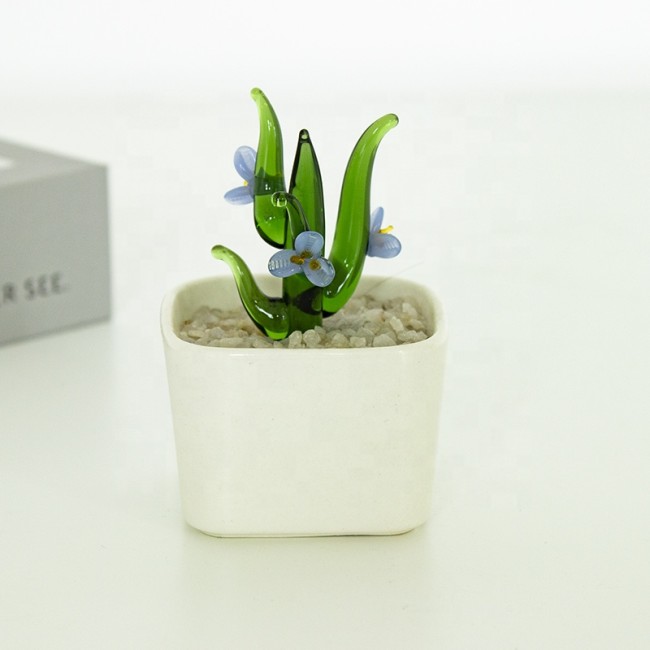 New design elegant beautiful mini glass flowers figurines in green(10 pcs)