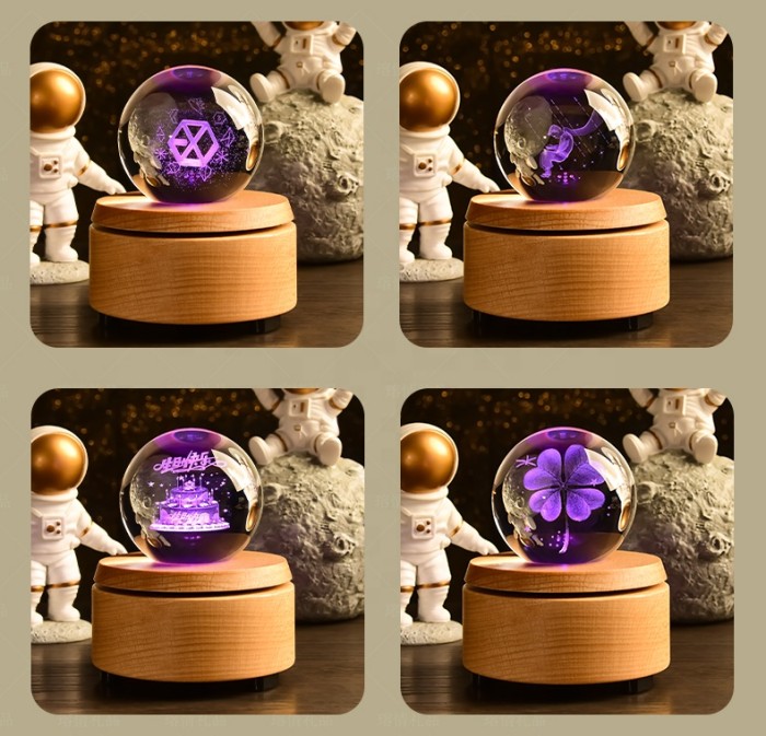 Luxury design home decorative custom laser engraved K9 crystal lighting ball paperweight(10pcs)